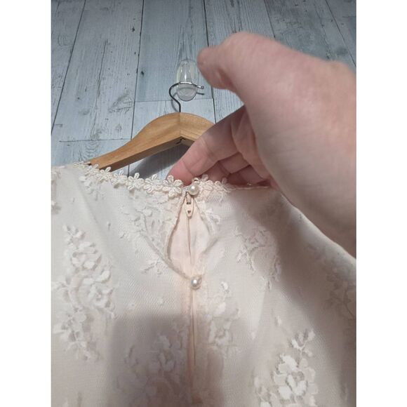 VTG 80s Pretty in Pink Blush Lace Drop Waist Dress Sz. 12 - Picture 5 of 11